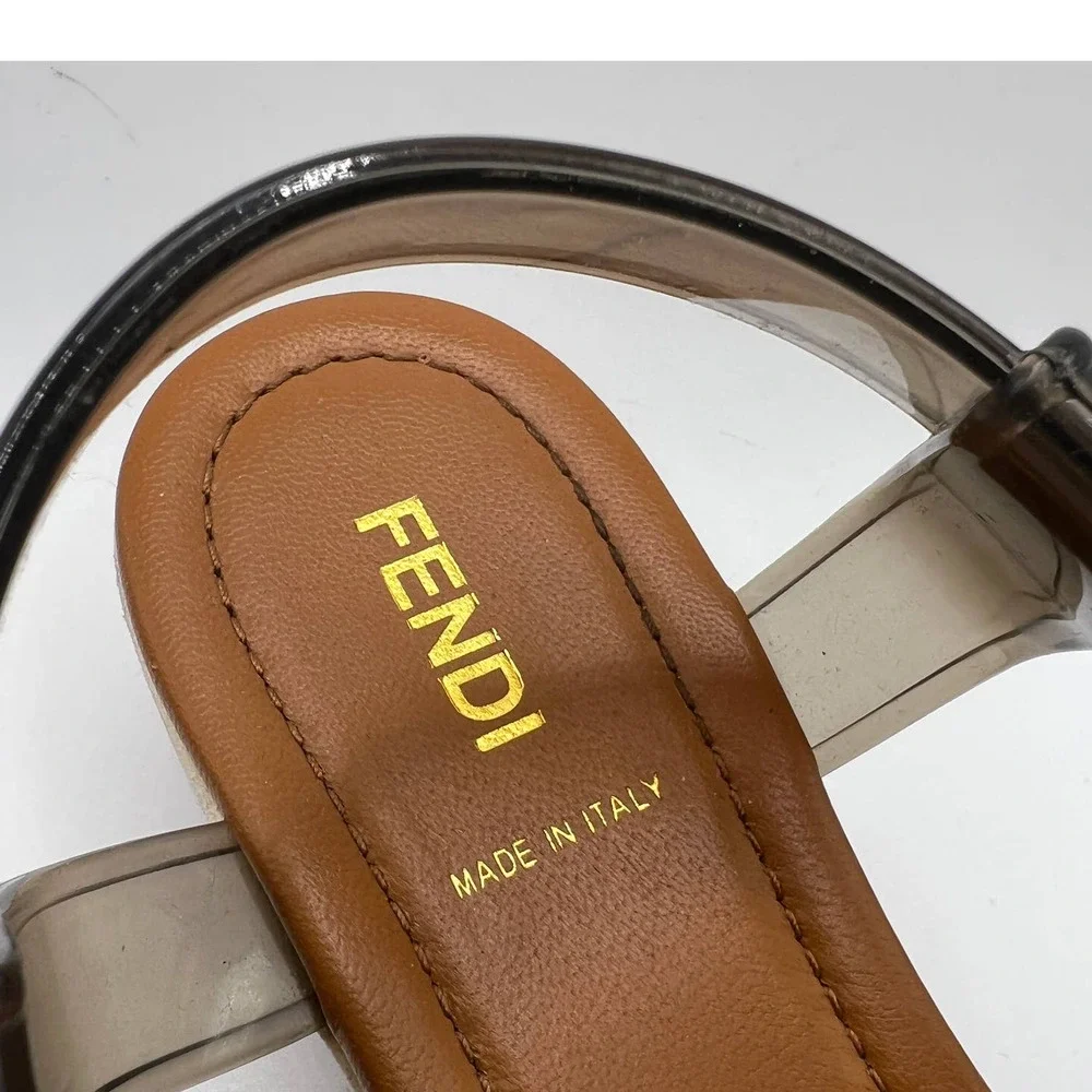 Fendi Black White & Tan Flat Platform Sandal European Size 37 EUCEUC - Picture 3 of 12